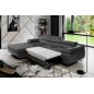 Canapé d'angle convertible ARMEL en tissu velours luxe 5 places, couleur gris anthracite, avec coffre, angle gauche (vu de face) Canapé d'angle convertible ARMEL en tissu velours luxe 5 places, couleur gris anthracite, avec coffre, angle gauche (vu de face)