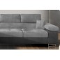 - Canapé d'angle convertible ARMEL en tissu velours luxe 5 places, gris clair / gris foncé, bicolore, avec coffre, angle gauche - Canapé d'angle convertible ARMEL en tissu velours luxe 5 places, gris clair / gris foncé, bicolore, avec coffre, angle gauche
