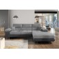 Canapé d'angle convertible ARMEL en tissu velours luxe 5 places, gris clair / gris foncé, bicolore, avec coffre, angle droit (vu Canapé d'angle convertible ARMEL en tissu velours luxe 5 places, gris clair / gris foncé, bicolore, avec coffre, angle droit (vu