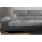 Canapé d'angle convertible ARMEL en tissu velours luxe 5 places, gris clair / gris foncé, bicolore, avec coffre, angle droit (vu Canapé d'angle convertible ARMEL en tissu velours luxe 5 places, gris clair / gris foncé, bicolore, avec coffre, angle droit (vu