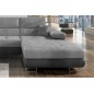 Canapé d'angle convertible ARMEL en tissu velours luxe 5 places, gris clair / gris foncé, bicolore, avec coffre, angle droit (vu Canapé d'angle convertible ARMEL en tissu velours luxe 5 places, gris clair / gris foncé, bicolore, avec coffre, angle droit (vu