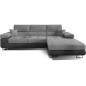 Canapé d'angle convertible ARMEL en tissu velours luxe 5 places, gris clair / gris foncé, bicolore, avec coffre, angle droit (vu Canapé d'angle convertible ARMEL en tissu velours luxe 5 places, gris clair / gris foncé, bicolore, avec coffre, angle droit (vu