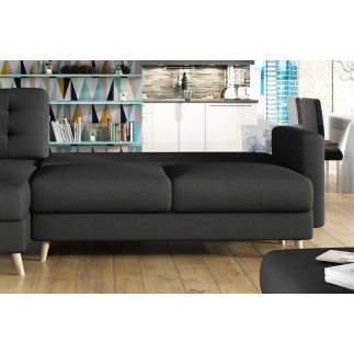 Canapé d'angle convertible ASSIA - en tissu de qualité 5 places, gris foncé, angle gauche (vu de face)