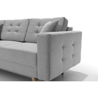 Canapé d'angle convertible ASSIA - en tissu de qualité 5 places, gris, angle gauche (vu de face)