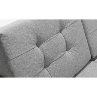Canapé d'angle convertible ASSIA en tissu de qualité 5 places, gris, angle droit (vu de face)