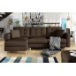 Canapé d'angle convertible ASSIA - en tissu de qualité 5 places, marron foncé, angle gauche (vu de face) Canapé d'angle convertible ASSIA - en tissu de qualité 5 places, marron foncé, angle gauche (vu de face)