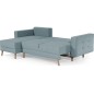 Canapé d'angle convertible ASSIA - en tissu de qualité 5 places, bleu, angle gauche (vu de face)