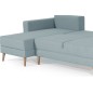 Canapé d'angle convertible ASSIA - en tissu de qualité 5 places, bleu, angle gauche (vu de face)