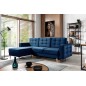 Canapé d'angle convertible ASSIA VELOURS - en tissu de qualité 5 places, bleu foncé, angle gauche (vu de face) Canapé d'angle convertible ASSIA VELOURS - en tissu de qualité 5 places, bleu foncé, angle gauche (vu de face)