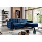 Canapé d'angle convertible ASSIA VELOURS - en tissu de qualité 5 places, bleu foncé, angle droit (vu de face) Canapé d'angle convertible ASSIA VELOURS - en tissu de qualité 5 places, bleu foncé, angle droit (vu de face)