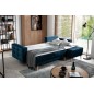 Canapé d'angle convertible ASSIA VELOURS - en tissu de qualité 5 places, bleu foncé, angle droit (vu de face) Canapé d'angle convertible ASSIA VELOURS - en tissu de qualité 5 places, bleu foncé, angle droit (vu de face)