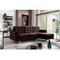 Canapé d'angle convertible ASSIA VELOURS - en tissu de qualité 5 places, marron foncé, angle droit (vu de face)