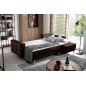 Canapé d'angle convertible ASSIA VELOURS - en tissu de qualité 5 places, marron foncé, angle droit (vu de face)