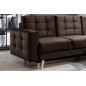Canapé d'angle convertible ASSIA VELOURS - en tissu de qualité 5 places, marron foncé, angle droit (vu de face)