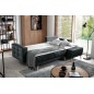 Canapé d'angle convertible ASSIA VELOURS - en tissu de qualité 5 places, gris anthracite, angle droit (vu de face)