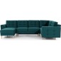 Canapé panoramique convertible - ASMA VELOURS - en tissu de qualité 5 places, vert foncé, méridienne à gauche et angle à droite Canapé panoramique convertible - ASMA VELOURS - en tissu de qualité 5 places, vert foncé, méridienne à gauche et angle à droite