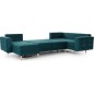 Canapé panoramique convertible - ASMA VELOURS - en tissu de qualité 5 places, vert foncé, méridienne à gauche et angle à droite Canapé panoramique convertible - ASMA VELOURS - en tissu de qualité 5 places, vert foncé, méridienne à gauche et angle à droite