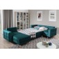 Canapé panoramique convertible - ASMA VELOURS - en tissu de qualité 5 places, vert foncé, méridienne à gauche et angle à droite Canapé panoramique convertible - ASMA VELOURS - en tissu de qualité 5 places, vert foncé, méridienne à gauche et angle à droite