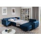 Canapé panoramique convertible - ASMA VELOURS - en tissu de qualité 5 places, bleu foncé, méridienne à droite et angle à gauche Canapé panoramique convertible - ASMA VELOURS - en tissu de qualité 5 places, bleu foncé, méridienne à droite et angle à gauche