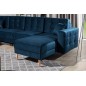 Canapé panoramique convertible - ASMA VELOURS - en tissu de qualité 5 places, bleu foncé, méridienne à droite et angle à gauche Canapé panoramique convertible - ASMA VELOURS - en tissu de qualité 5 places, bleu foncé, méridienne à droite et angle à gauche
