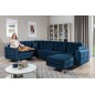 Canapé panoramique convertible - ASMA VELOURS - en tissu de qualité 5 places, bleu foncé, méridienne à droite et angle à gauche Canapé panoramique convertible - ASMA VELOURS - en tissu de qualité 5 places, bleu foncé, méridienne à droite et angle à gauche