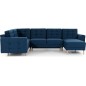 Canapé panoramique convertible - ASMA VELOURS - en tissu de qualité 5 places, bleu foncé, méridienne à droite et angle à gauche Canapé panoramique convertible - ASMA VELOURS - en tissu de qualité 5 places, bleu foncé, méridienne à droite et angle à gauche