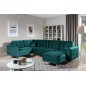 Canapé panoramique convertible - ASMA VELOURS - en tissu de qualité 5 places, vert foncé, méridienne à droite et angle à gauche Canapé panoramique convertible - ASMA VELOURS - en tissu de qualité 5 places, vert foncé, méridienne à droite et angle à gauche