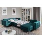 Canapé panoramique convertible - ASMA VELOURS - en tissu de qualité 5 places, vert foncé, méridienne à droite et angle à gauche Canapé panoramique convertible - ASMA VELOURS - en tissu de qualité 5 places, vert foncé, méridienne à droite et angle à gauche