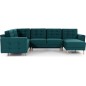 Canapé panoramique convertible - ASMA VELOURS - en tissu de qualité 5 places, vert foncé, méridienne à droite et angle à gauche Canapé panoramique convertible - ASMA VELOURS - en tissu de qualité 5 places, vert foncé, méridienne à droite et angle à gauche