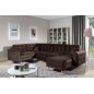 Canapé panoramique convertible - ASMA VELOURS - en tissu de qualité 5 places, marron foncé, méridienne à droite et angle à gauch Canapé panoramique convertible - ASMA VELOURS - en tissu de qualité 5 places, marron foncé, méridienne à droite et angle à gauch