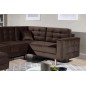 Canapé panoramique convertible - ASMA VELOURS - en tissu de qualité 5 places, marron foncé, méridienne à gauche et angle à droit Canapé panoramique convertible - ASMA VELOURS - en tissu de qualité 5 places, marron foncé, méridienne à gauche et angle à droit
