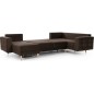 Canapé panoramique convertible - ASMA VELOURS - en tissu de qualité 5 places, marron foncé, méridienne à gauche et angle à droit Canapé panoramique convertible - ASMA VELOURS - en tissu de qualité 5 places, marron foncé, méridienne à gauche et angle à droit