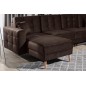 Canapé panoramique convertible - ASMA VELOURS - en tissu de qualité 5 places, marron foncé, méridienne à gauche et angle à droit Canapé panoramique convertible - ASMA VELOURS - en tissu de qualité 5 places, marron foncé, méridienne à gauche et angle à droit