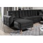 Canapé panoramique convertible - ASMA VELOURS - en tissu de qualité 5 places, gris anthracite, méridienne à gauche et angle à dr Canapé panoramique convertible - ASMA VELOURS - en tissu de qualité 5 places, gris anthracite, méridienne à gauche et angle à dr
