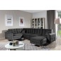 Canapé panoramique convertible - ASMA VELOURS - en tissu de qualité 5 places, gris anthracite, méridienne à droite et angle à ga Canapé panoramique convertible - ASMA VELOURS - en tissu de qualité 5 places, gris anthracite, méridienne à droite et angle à ga