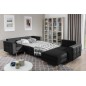 Canapé panoramique convertible - ASMA VELOURS - en tissu de qualité 5 places, gris anthracite, méridienne à droite et angle à ga Canapé panoramique convertible - ASMA VELOURS - en tissu de qualité 5 places, gris anthracite, méridienne à droite et angle à ga