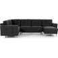 Canapé panoramique convertible - ASMA VELOURS - en tissu de qualité 5 places, gris anthracite, méridienne à droite et angle à ga Canapé panoramique convertible - ASMA VELOURS - en tissu de qualité 5 places, gris anthracite, méridienne à droite et angle à ga