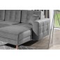 Canapé panoramique convertible - ASMA VELOURS - en tissu de qualité 5 places, gris, méridienne à droite et angle à gauche (vu de Canapé panoramique convertible - ASMA VELOURS - en tissu de qualité 5 places, gris, méridienne à droite et angle à gauche (vu de