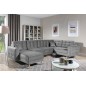 Canapé panoramique convertible - ASMA VELOURS - en tissu de qualité 5 places, gris, méridienne à gauche et angle à droite (vu de Canapé panoramique convertible - ASMA VELOURS - en tissu de qualité 5 places, gris, méridienne à gauche et angle à droite (vu de