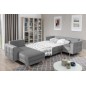 Canapé panoramique convertible - ASMA VELOURS - en tissu de qualité 5 places, gris, méridienne à gauche et angle à droite (vu de Canapé panoramique convertible - ASMA VELOURS - en tissu de qualité 5 places, gris, méridienne à gauche et angle à droite (vu de
