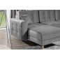 Canapé panoramique convertible - ASMA VELOURS - en tissu de qualité 5 places, gris, méridienne à gauche et angle à droite (vu de Canapé panoramique convertible - ASMA VELOURS - en tissu de qualité 5 places, gris, méridienne à gauche et angle à droite (vu de