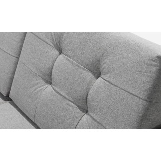 Canapé panoramique convertible - ASMA - en tissu de qualité 7 places, gris, méridienne à droite et angle à gauche (vu de face)