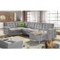 Canapé panoramique convertible - ASMA - en tissu de qualité 7 places, gris, méridienne à droite et angle à gauche (vu de face) Canapé panoramique convertible - ASMA - en tissu de qualité 7 places, gris, méridienne à droite et angle à gauche (vu de face)