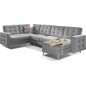 Canapé panoramique convertible - ASMA - en tissu de qualité 7 places, gris, méridienne à droite et angle à gauche (vu de face) Canapé panoramique convertible - ASMA - en tissu de qualité 7 places, gris, méridienne à droite et angle à gauche (vu de face)