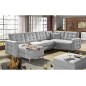 Canapé panoramique convertible - ASMA - en tissu de qualité 7 places, gris, méridienne à gauche et angle à droite (vu de face) Canapé panoramique convertible - ASMA - en tissu de qualité 7 places, gris, méridienne à gauche et angle à droite (vu de face)