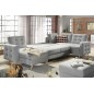 Canapé panoramique convertible - ASMA - en tissu de qualité 7 places, gris, méridienne à gauche et angle à droite (vu de face) Canapé panoramique convertible - ASMA - en tissu de qualité 7 places, gris, méridienne à gauche et angle à droite (vu de face)