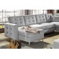 Canapé panoramique convertible - ASMA - en tissu de qualité 7 places, gris, méridienne à gauche et angle à droite (vu de face) Canapé panoramique convertible - ASMA - en tissu de qualité 7 places, gris, méridienne à gauche et angle à droite (vu de face)