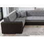 Canapé panoramique convertible - DAMIEN VELOURS - en tissu gris de qualité et caisse simili noir, 7 places, gris, méridienne à d Canapé panoramique convertible - DAMIEN VELOURS - en tissu gris de qualité et caisse simili noir, 7 places, gris, méridienne à d