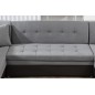 Canapé panoramique convertible - DAMIEN VELOURS - en tissu gris de qualité et caisse simili noir, 7 places, gris, méridienne à d Canapé panoramique convertible - DAMIEN VELOURS - en tissu gris de qualité et caisse simili noir, 7 places, gris, méridienne à d