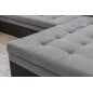 Canapé panoramique convertible - DAMIEN VELOURS - en tissu gris de qualité et caisse simili noir, 7 places, gris, méridienne à d Canapé panoramique convertible - DAMIEN VELOURS - en tissu gris de qualité et caisse simili noir, 7 places, gris, méridienne à d